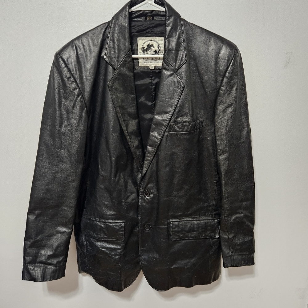 Vtg Saddlery Cooper Collection Size 44 Black Leather Horse Show Jacket B13